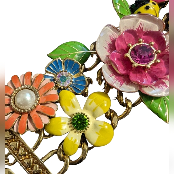 Betsey Johnson Bracelet Garden Flower Enamel rare - Picture 2 of 5